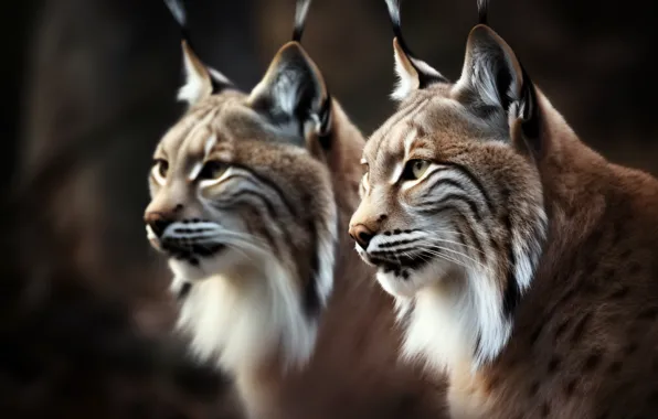 Look, nature, pose, the dark background, portrait, lynx, lynx, muzzle