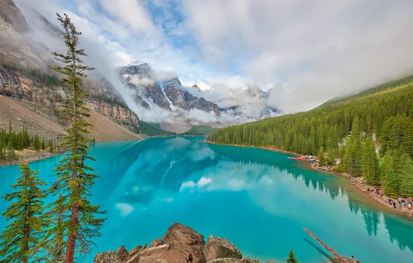 The sky, rock, lake, photo, alberta