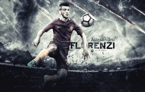 Wallpaper, sport, stadium, football, player, AS Roma, The Olympic Stadium, Allesandro Florenzi