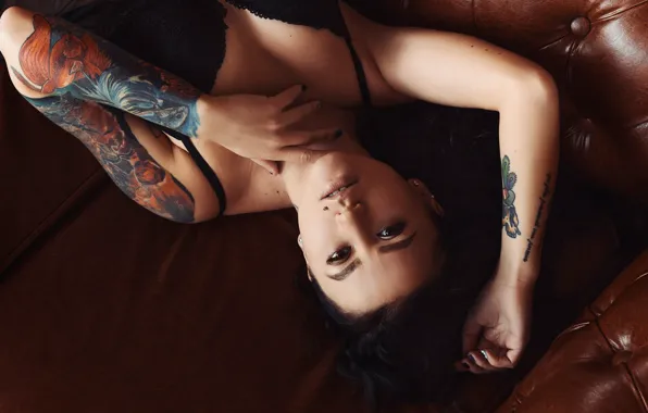 Picture look, girl, face, pose, hands, tattoo, Natasha, Zlobin Awesome