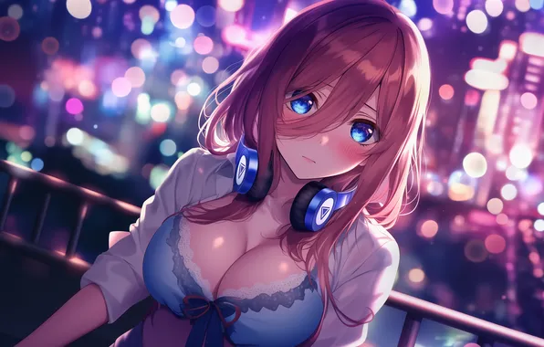 Anime, art, wallpaper, The Quintessential Quintuplets, Go-Toubun no Hanayome, Miku Nakano, 5 brides, Five brides