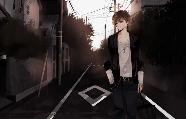 Picture the city, mood, street, anime, guy