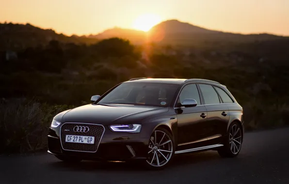 Picture road, sunset, Audi, Audi, sunset, rs4