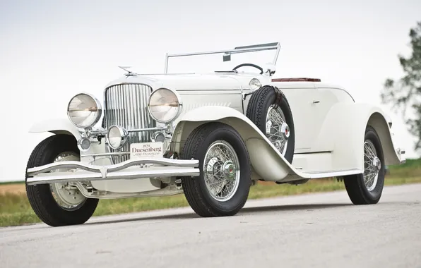 Picture white, the sky, retro, Coupe, the front, Convertible, Duesenberg, Duesenberg