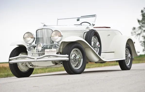 White, the sky, retro, Coupe, the front, Convertible, Duesenberg, Duesenberg