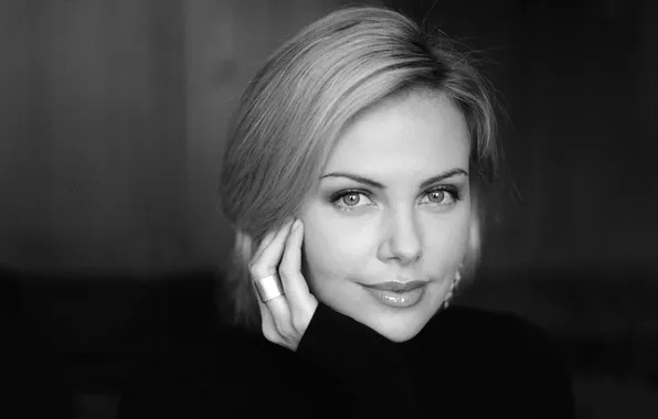 Picture girl, Charlize Theron, actress, black and white, Charlize Theron