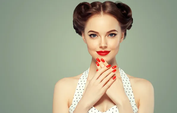 Look, face, style, hands, makeup, girl, hairstyle, Beautiful