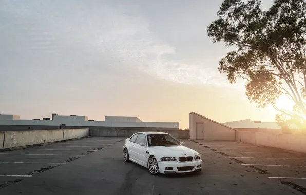 Picture BMW, White, E46, 3/4