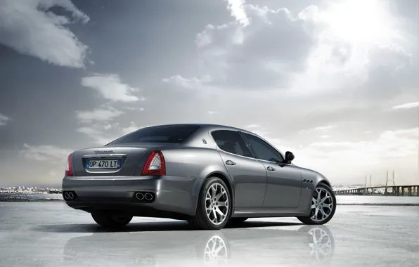 Maserati, Quattroporte, The sun, The sky, Reflection, Machine, Silver