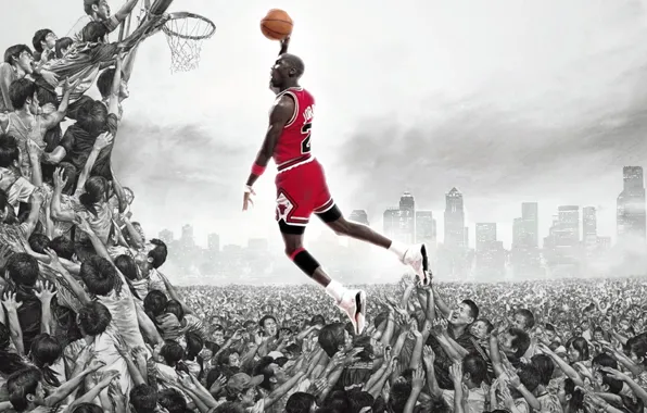 Picture the ball, Michael Jordan, basketball