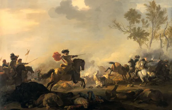 Picture picture, battle, genre, Kavaleriiskaya Battle, Jan van Huchtenburg