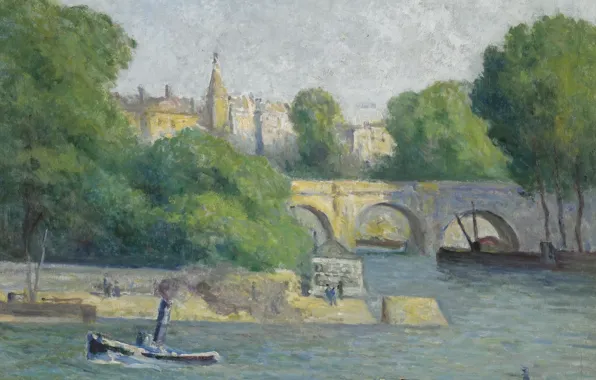 Bridge, river, picture, 1926, Maximilien Luce, Maximilien Luce, The Green Gallant