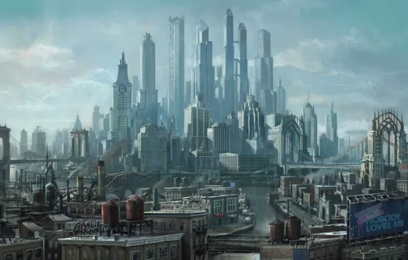 The city, future, skyscrapers, art, megapolis, Saints Row the Third
