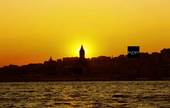 River, Sunset, The evening, The city, Istanbul, Turkey, The Bosphorus
