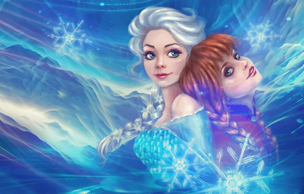 Picture Frozen, Anna, Elsa, Cold heart