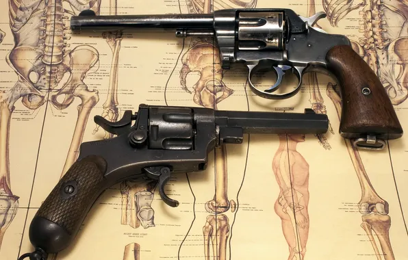 Weapons, background, 1918 Mida Gia Castelli Bodeo model 1889 and Colt 1901