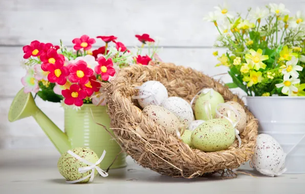 Flowers, holiday, eggs, Easter