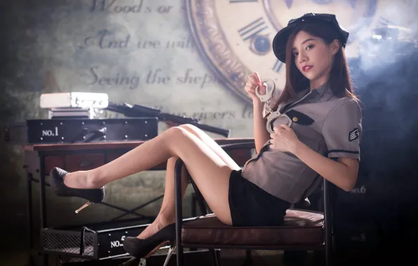 Girl, Asian, handcuffs