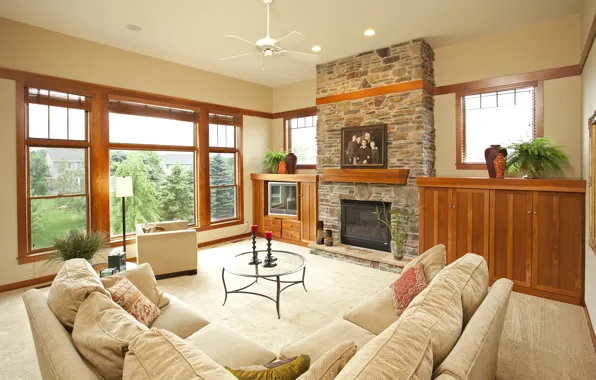 Picture design, style, room, interior, fireplace, living room