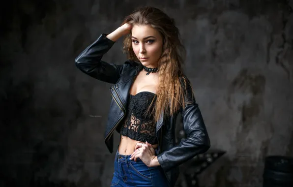 Look, sexy, pose, background, model, portrait, jeans, makeup