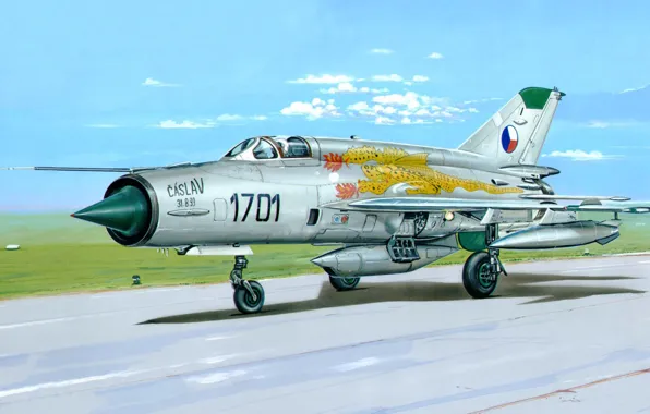 War, art, painting, jet, avaition, Mikoyan-Gurevich MiG-21