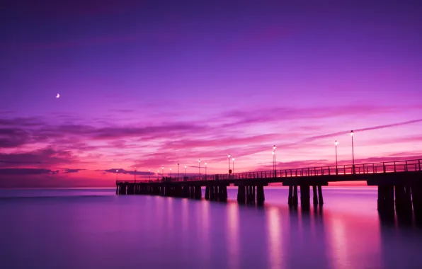 Picture water, sunset, bridge