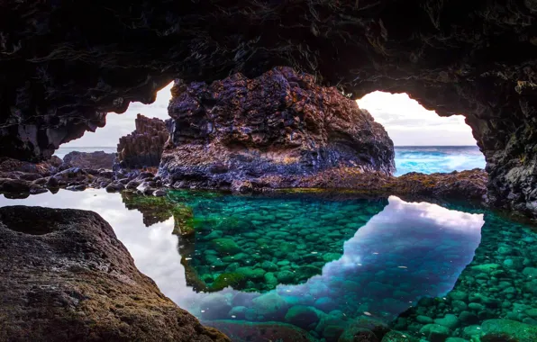 Picture stones, rocks, cave, Spain, Canary Islands, the island of El Hierro
