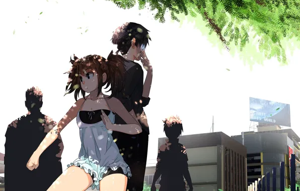 Girl, guy, silhouettes, stand