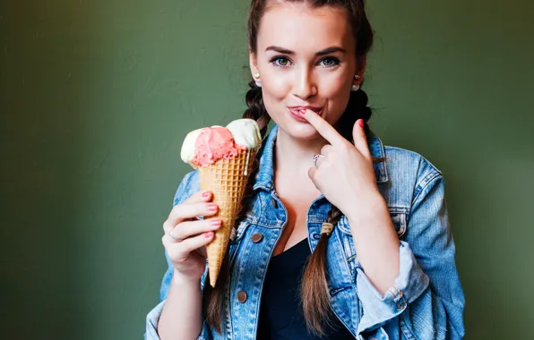 Picture smile, background, wall, portrait, makeup, hairstyle, lips, ice cream