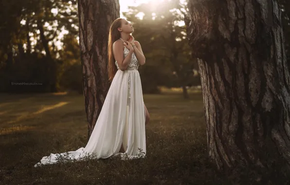 Girl, trees, dress, Stefan Häusler