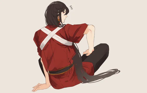 Guy, sitting, long hair, Touken Ranbu, Dance Of Swords, Izumi from Kami Kanesada