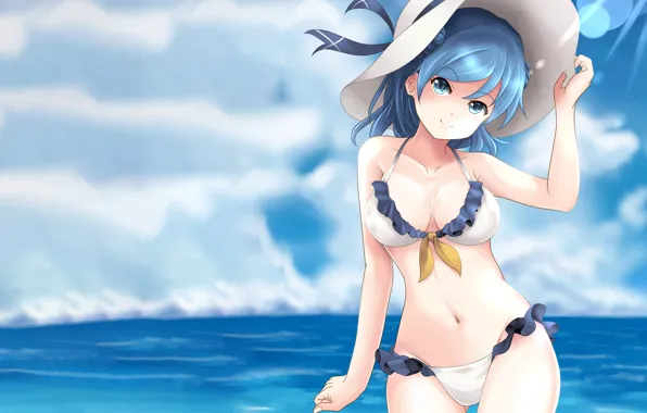 Wallpaper Swimsuits, beautiful, anime, sexy, attractive, erotic, boobs, sea