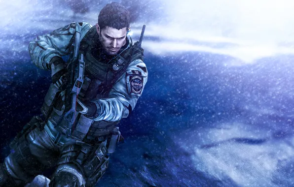 Picture snow, weapons, fanart, Resident Evil 6, Chris Redfield, Biohazard 6