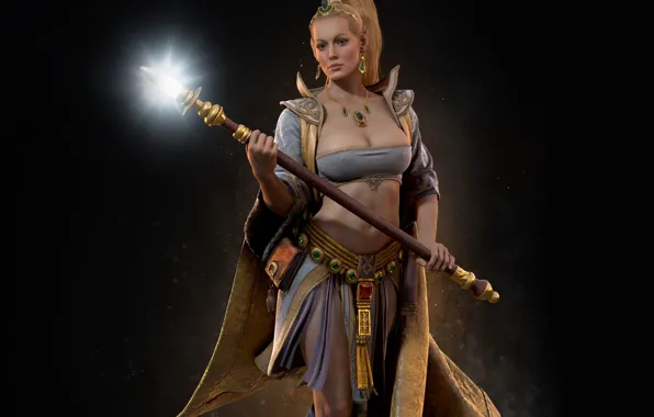 Picture woman, staff, Everquest