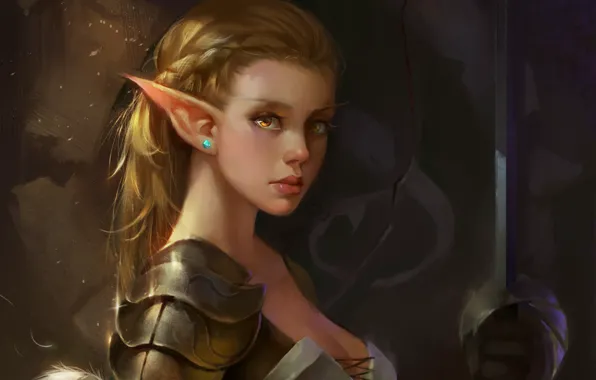 Picture look, face, weapons, sword, fantasy, elf, fantasy, ears