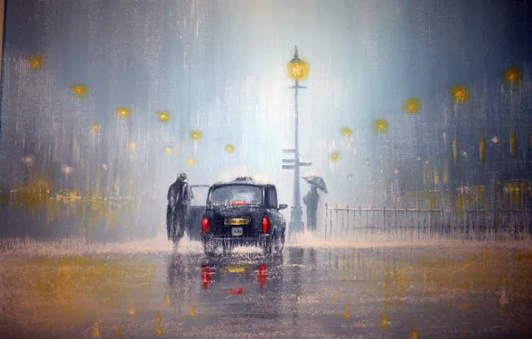 Picture machine, light, rain, lights, people, umbrella, lights, Jeff Rowland