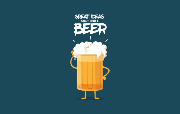 Picture Minimalism, Beer, Glass, Background, Drink, Art, Illustration, Characters