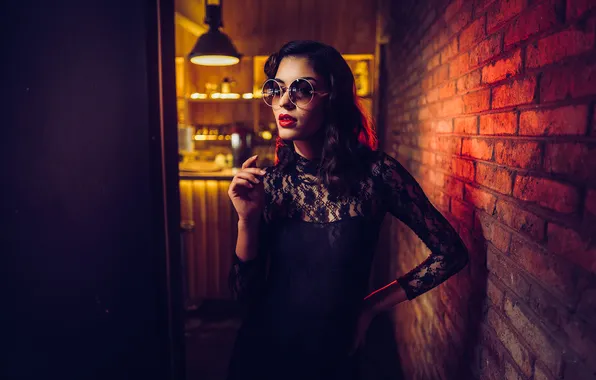 Picture Red, Model, Beauty, Face, Lips, Glasses, Dress, Edit