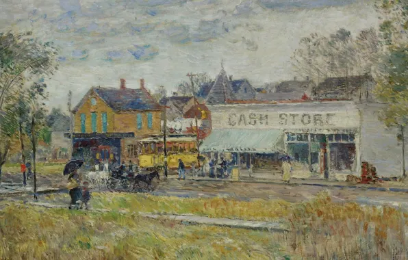 Picture picture, the urban landscape, Frederick Childe Hassam, Childe Hassam, The End Of The Tram Line. …