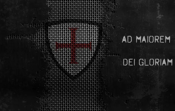 Grid, cross, jesus christ, templar, motto, metallic background