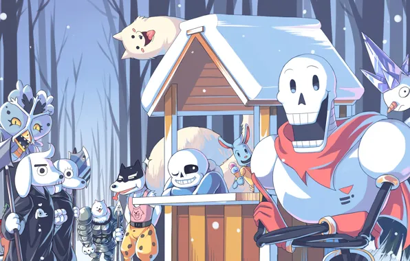 Picture winter, characters, Undertale, Undertail