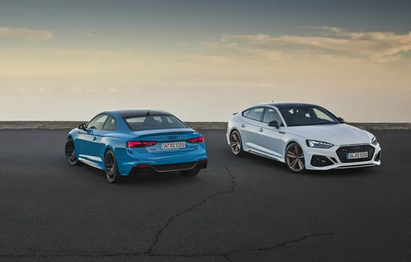 Sunset, Audi, the evening, pair, RS5, Coupe, Sportback, RS 5