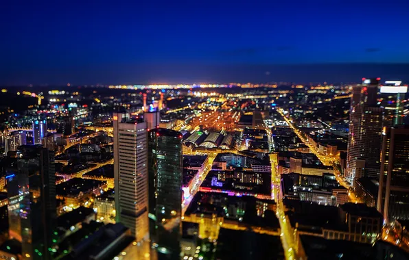 Night, the city, lights, building, home, skyscrapers, Germany, panorama