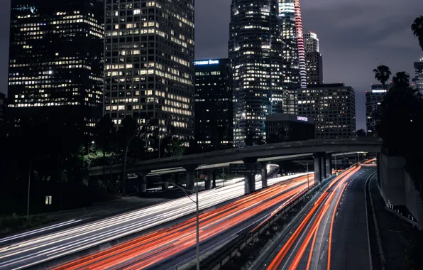 Road, light, night, city, the city, lights, street, building