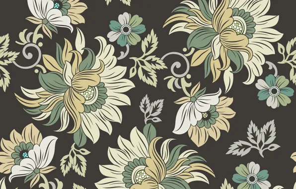Picture leaves, flowers, retro