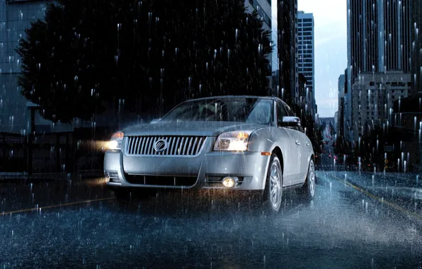 Road, drops, machine, city, the city, rain, road, mercury sable rain