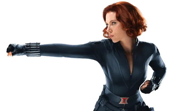 Picture look, pose, Scarlett Johansson, costume, Scarlett Johansson, Black Widow, The Avengers, Black Widow