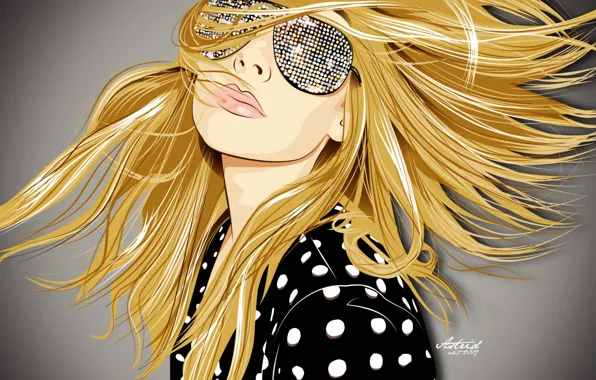 Picture girl, face, style, Wallpaper, hair, graphics, vector, art
