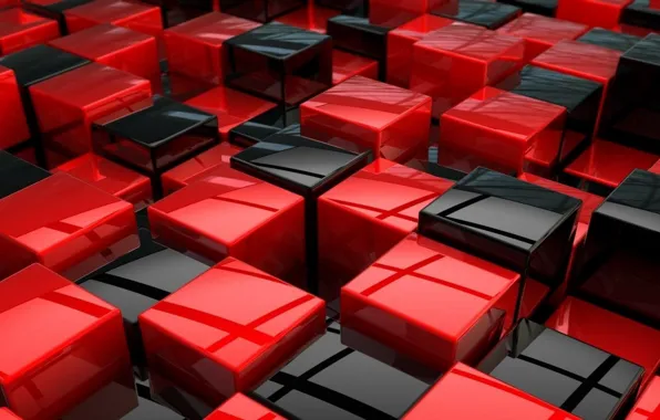 Picture red, cubes, black, texture