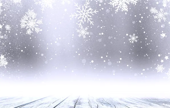 Winter, snow, snowflakes, background, Board, Christmas, wood, winter